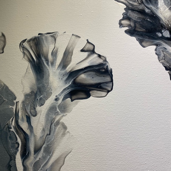 ❌SOLD❌18x24 hand painted acrylic fluid pour art canvas painting black white - Picture 9 of 15
